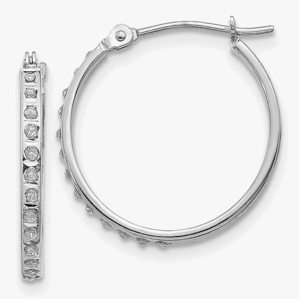 Elegant white gold hoops with diamond